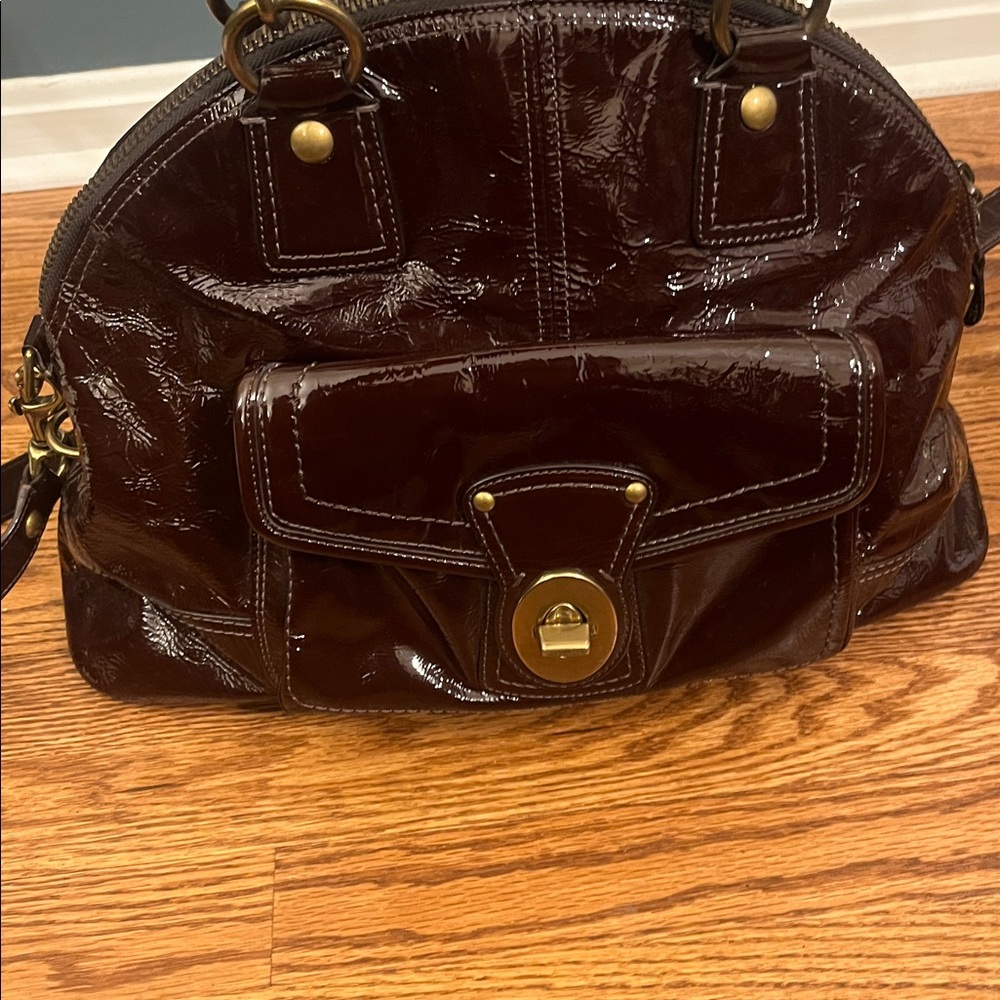 Coach Limited Edition Francine Chocolate Brown Patent Leather Legacy 12295